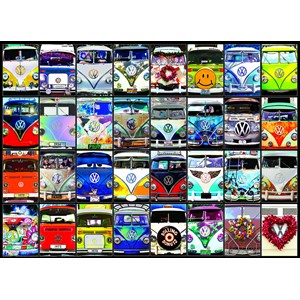 Eurographics (6000-0870) - "Bunte VW Bulli Ansichten" - 1000 Teile Puzzle