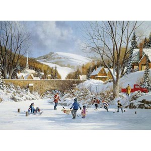 Cobble Hill (80059) - "Hockey on Frozen Lake" - 1000 Teile Puzzle