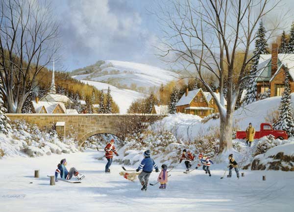 Cobble Hill (80059) - "Hockey on Frozen Lake" - 1000 Teile Puzzle