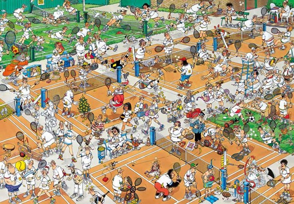 Jumbo (17076) - Jan van Haasteren: "Der Tennisplatz" - 1000 Teile Puzzle