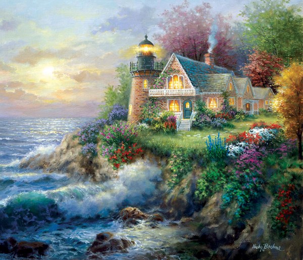SunsOut (19153) - Nicky Boehme: "Leuchtturm im Morgenlicht" - 550 Teile Puzzle