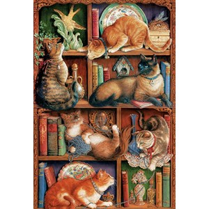 Cobble Hill (50710) - Janet Kruskamp: "Das Katzenbücherregal" - 2000 Teile Puzzle