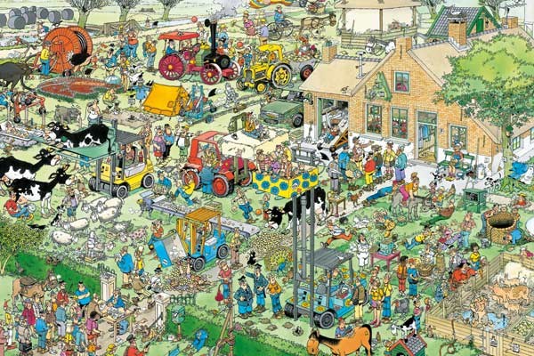 Jumbo (17077) - Jan van Haasteren: "Der Bauernhof" - 1500 Teile Puzzle