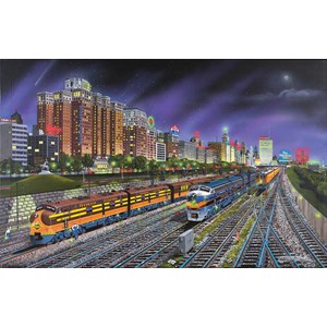 SunsOut (21385) - Robert West: "Chicago Züge" - 1000 Teile Puzzle