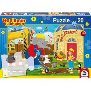 Schmidt Spiele (56088) - "Benjamin Blümchen auf der Baustelle" - 20 Teile Puzzle