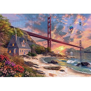 Jumbo (18333) - Dominic Davison: "Sonnenuntergang bei der Golden Gate Bridge" - 1000 Teile Puzzle
