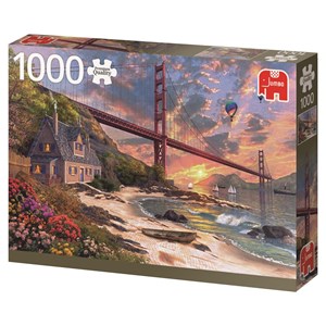 Jumbo (18333) - Dominic Davison: "Sonnenuntergang bei der Golden Gate Bridge" - 1000 Teile Puzzle