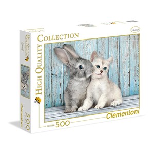 Clementoni (35004) - "Kätzchen und Häschen" - 500 Teile Puzzle