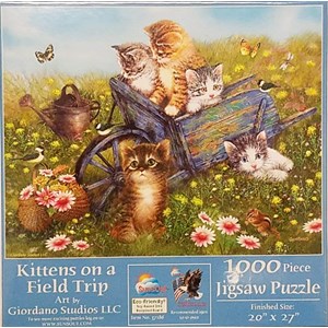 SunsOut (37186) - Giordano Studios: "Katzen in der Schubkarre" - 1000 Teile Puzzle