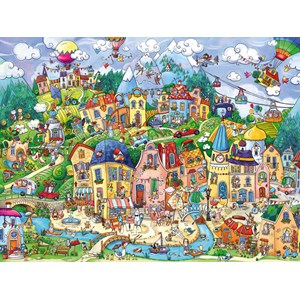 Heye (29744) - Rita Berman: "Buntes Treiben in der Stadt" - 1500 Teile Puzzle