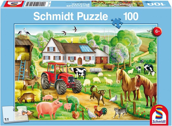 Schmidt Spiele (56003) - "Fröhlicher Bauernhof" - 100 Teile Puzzle