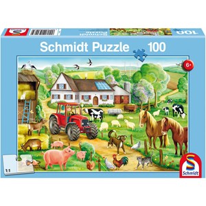 Schmidt Spiele (56003) - "Fröhlicher Bauernhof" - 100 Teile Puzzle