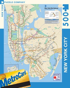 New York Puzzle Co (SW101) - "Metrokarte, New York City" - 500 Teile Puzzle