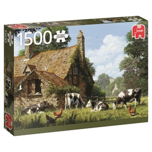 Jumbo (18579) - "Kühe vor der Farm" - 1500 Teile Puzzle
