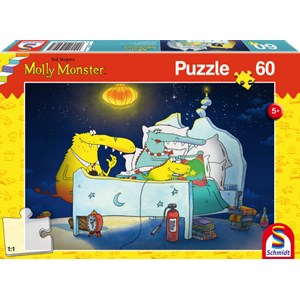 Schmidt Spiele (56228) - "Molly Monster bekommt ein Geschwisterchen" - 60 Teile Puzzle
