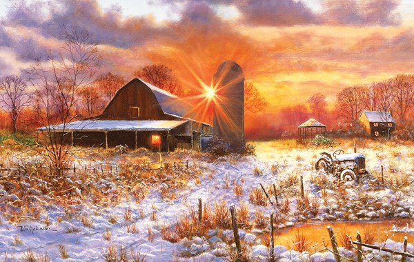 SunsOut (44223) - Bill Makinson: "Snow Barn" - 550 Teile Puzzle
