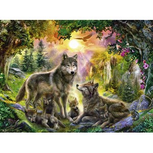 Ravensburger (12686) - "Wolf Family in the Sun" - 200 Teile Puzzle