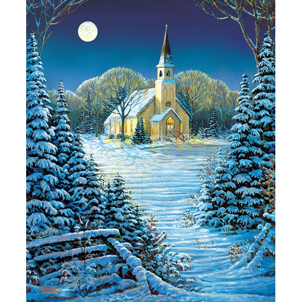 SunsOut (29020) - Sam Timm: "Kirche im Mondlicht" - 1000 Teile Puzzle
