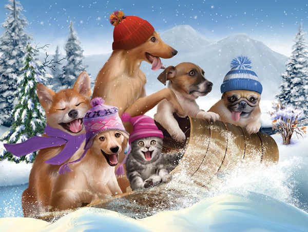 SunsOut (28695) - Tom Wood: "Winter Fun" - 300 Teile Puzzle