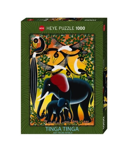 Heye (29458) - Edward Tingatinga: "Elephant Family" - 1000 Teile Puzzle