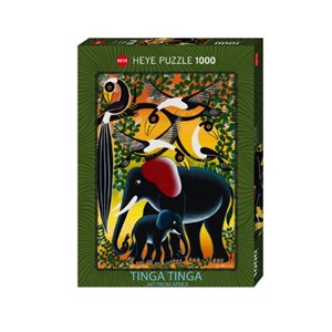 Heye (29458) - Edward Tingatinga: "Elephant Family" - 1000 Teile Puzzle
