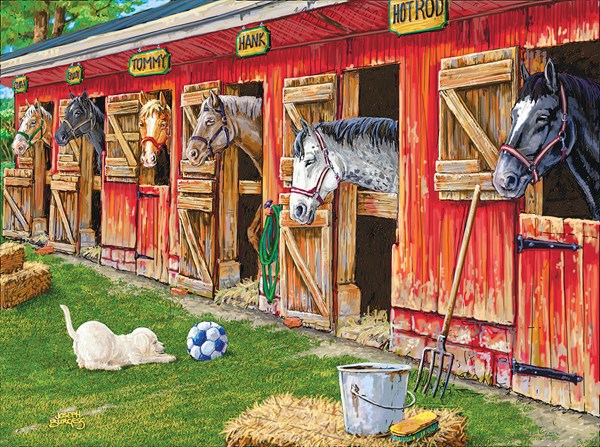 SunsOut (38870) - Joseph Burgess: "Im Team der Hengste" - 1000 Teile Puzzle