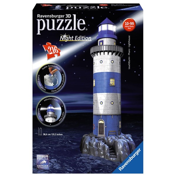 Ravensburger (12577) - "Leuchtturm bei Nacht" - 216 Teile Puzzle