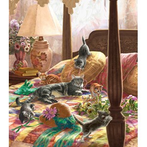 SunsOut (59791) - Liz Goodrick-Dillon: "Kätzchen spielen auf dem Bett" - 550 Teile Puzzle