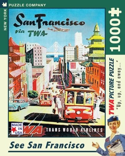New York Puzzle Co (AA701) - David Klein: "See San Francisco, TWA Travel Posters" - 1000 Teile Puzzle