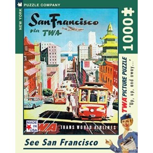 New York Puzzle Co (AA701) - David Klein: "See San Francisco, TWA Travel Posters" - 1000 Teile Puzzle