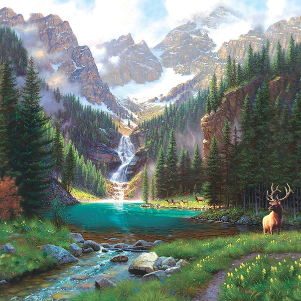 SunsOut (52982) - Mark Keathley: "Elch am Wasserfall" - 1000 Teile Puzzle