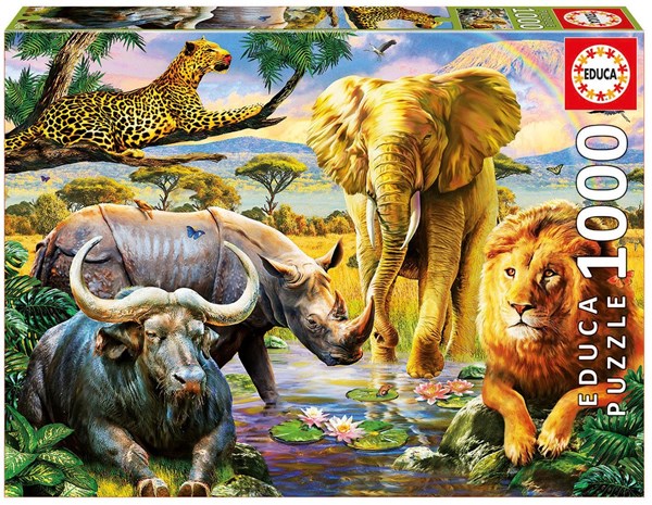 Educa (16748) - Adrian Chesterman: "Fünf großen Tiere der Savanne" - 1000 Teile Puzzle