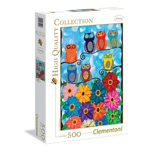 Clementoni (35024) - Kerri Ambrosino: "Süße bunte Eulen" - 500 Teile Puzzle