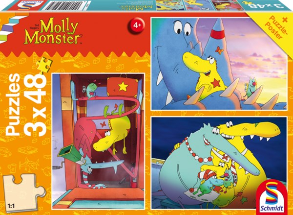 Schmidt Spiele (56227) - "Große Schwester, Molly Monster" - 48 Teile Puzzle