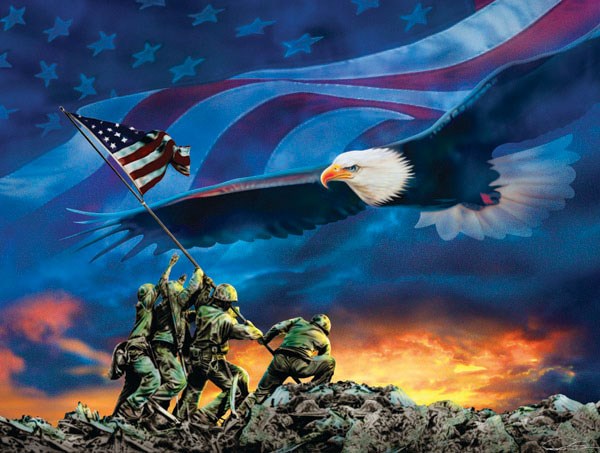 SunsOut (69038) - "Hissen der amerikanischen Flagge" - 500 Teile Puzzle