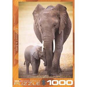 Eurographics (6000-0270) - "Elefantenmutter mit Jungtier" - 1000 Teile Puzzle