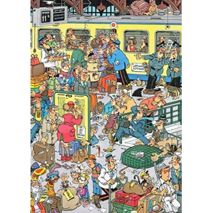 Jumbo (17318) - Jan van Haasteren: "Bahnsteig-Trubel" - 500 Teile Puzzle