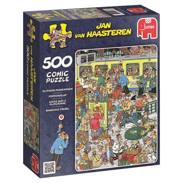 Jumbo (17318) - Jan van Haasteren: "Bahnsteig-Trubel" - 500 Teile Puzzle