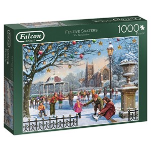 Falcon (11185) - "Schlittschuhlaufen am Weihnachtsabend" - 1000 Teile Puzzle