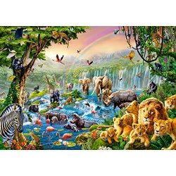 Castorland (B-52141) - "Exotische Tiere am Wasserfall" - 500 Teile Puzzle