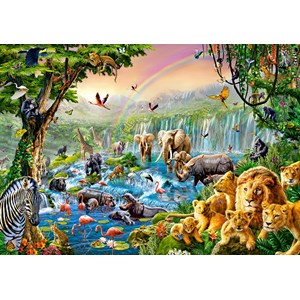 Castorland (B-52141) - "Exotische Tiere am Wasserfall" - 500 Teile Puzzle