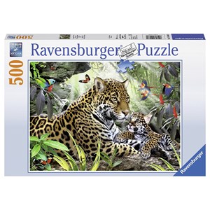Ravensburger (14486) - "Jaguarmama mit ihrem Nachwuchs" - 500 Teile Puzzle