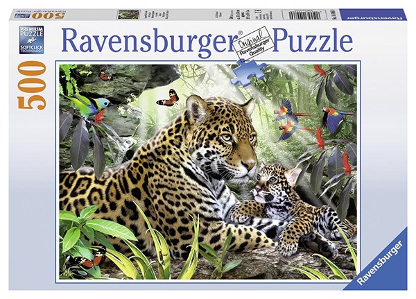 Ravensburger (14486) - "Jaguarmama mit ihrem Nachwuchs" - 500 Teile Puzzle