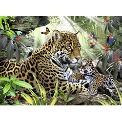 Ravensburger (14486) - "Jaguarmama mit ihrem Nachwuchs" - 500 Teile Puzzle