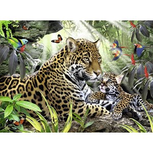 Ravensburger (14486) - "Jaguarmama mit ihrem Nachwuchs" - 500 Teile Puzzle