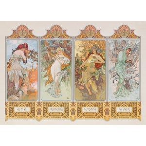 Clementoni (39177) - Alphonse Mucha: "Die 4 Jahreszeiten" - 1000 Teile Puzzle