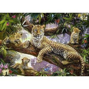 Ravensburger (19148) - "Stolze Leopardenmutter mit ihren Babies" - 1000 Teile Puzzle