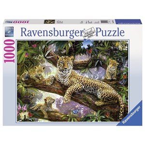 Ravensburger (19148) - "Stolze Leopardenmutter mit ihren Babies" - 1000 Teile Puzzle