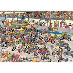 Jumbo (02046) - Jan van Haasteren: "Motorradrennen" - 1000 Teile Puzzle