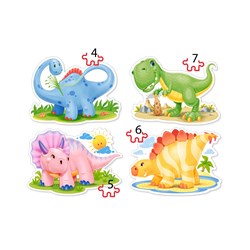 Castorland (B-04386) - "Dinosaurierbabies" - 4 5 6 7 Teile Puzzle